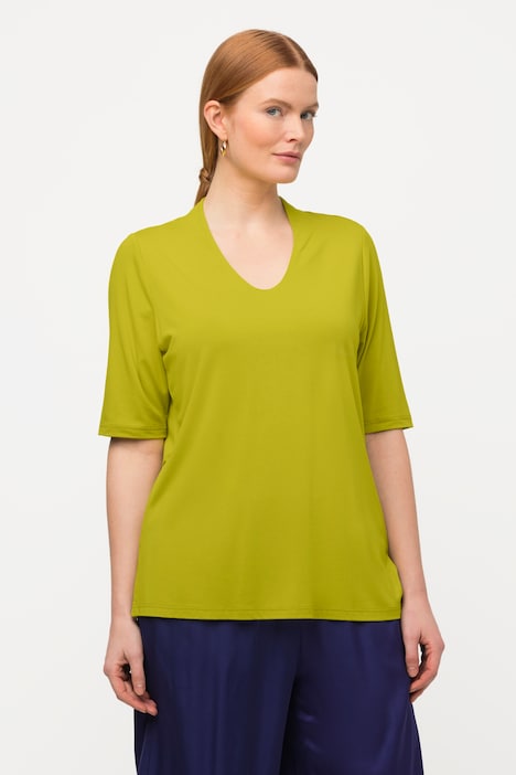 T-Shirt, Kelchkragen, V-Ausschnitt, Halbarm