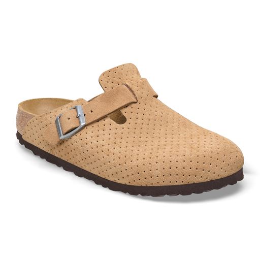 Birkenstock Boston Suede Embossed Sko, New Beige, 42