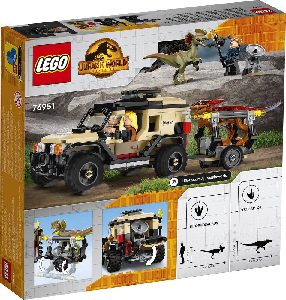 LEGO®JURASSIC WORLD™ 76951 - LE TRANSPORT DU PYRORAPTOR ET DU DILOPHOSAURUS