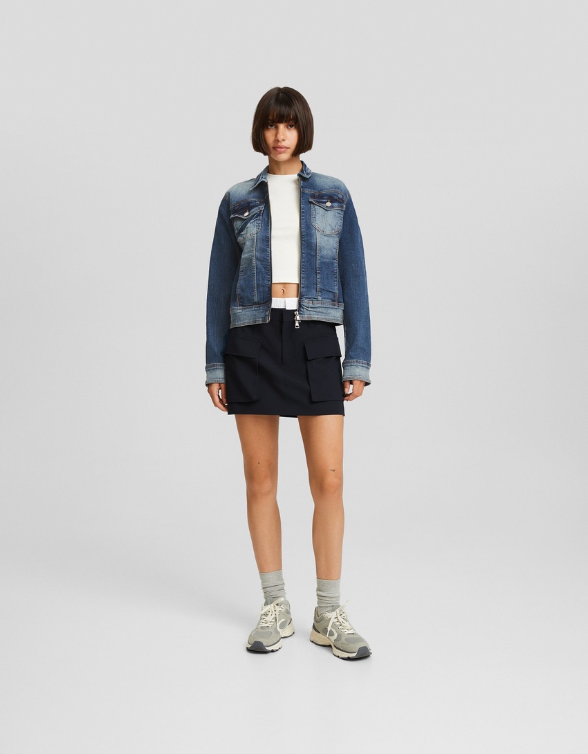 Jaqueta jeans com zíper