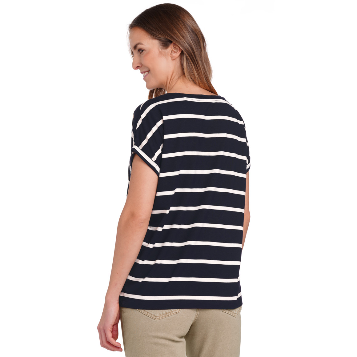 Gina Benotti Damen T-Shirt mit Streifen dunkelblau / weiss