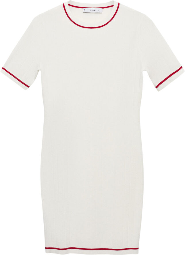MANGO Short dress with contrasting ends Light beige