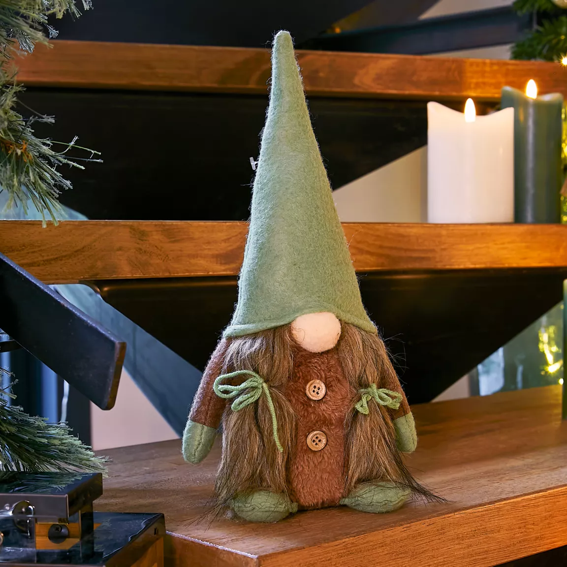 Lutin de Noël déco (29 cm) Billie Menthe blanche