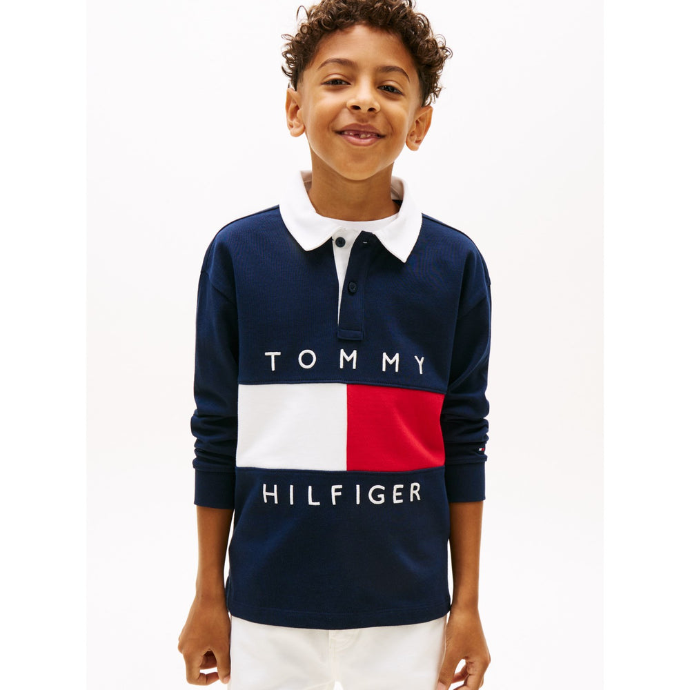 Køb Tommy Hilfiger Dark Night Navy Heritage Flag Jersey Polo Ls