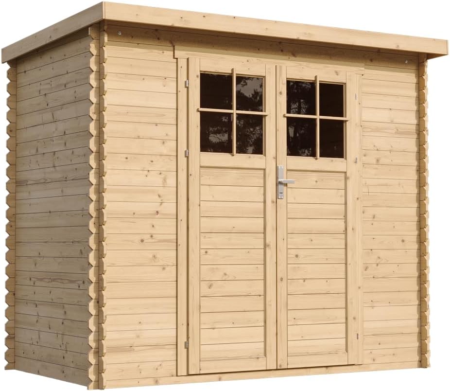 Holzhaus Gartenhaus mit hochwertige abschließbare Tür - Gartenschuppen Holz B239xL142xH200 cm/ 2,63 m2 Lagerschuppen für Garten - Fahrrad Schuppen - Wasserfestes Dach- TIMBELA M310F