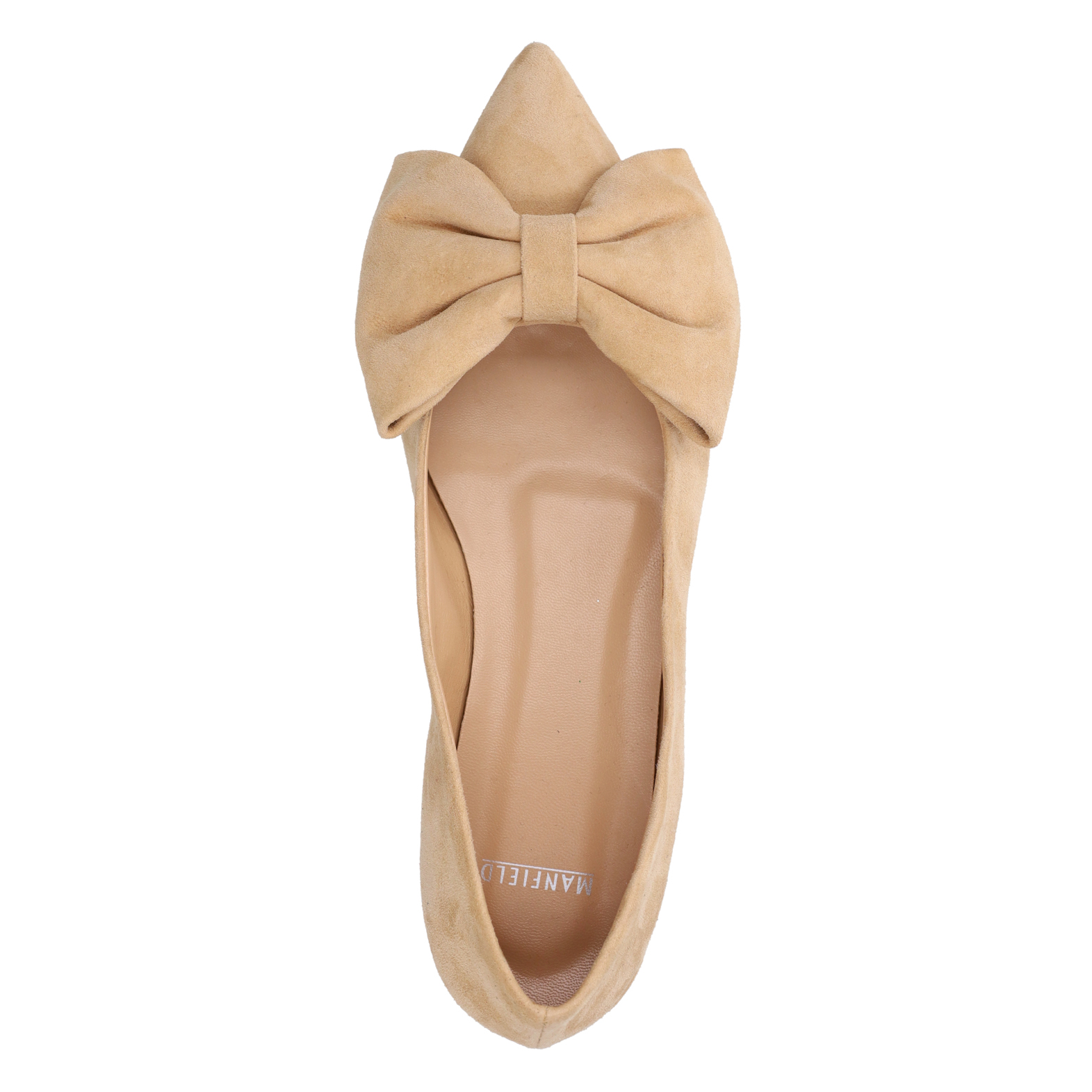 Beige suède loafers met strik