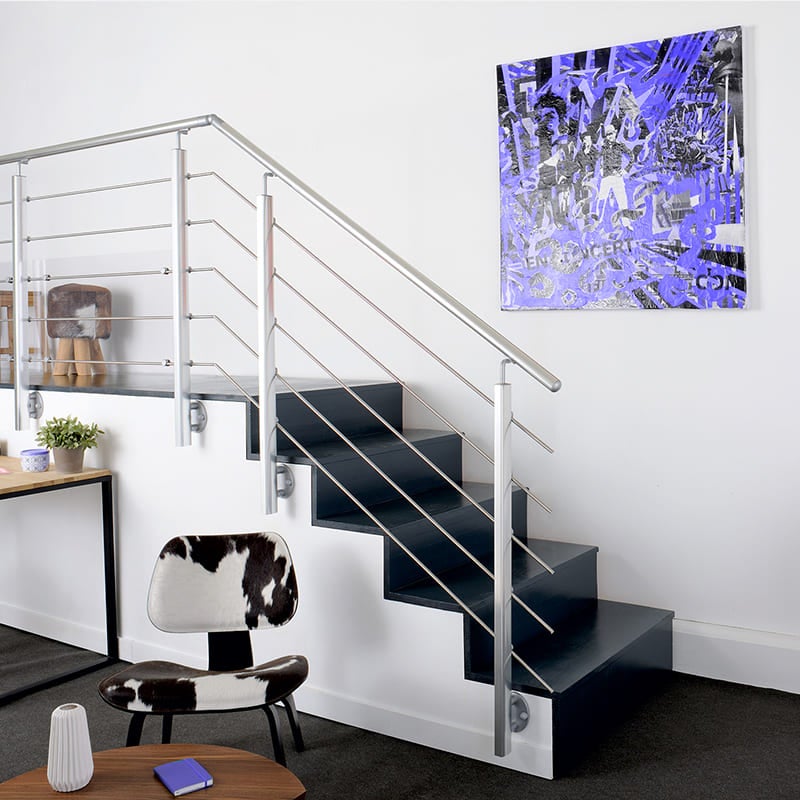 INOLINE leuningset 2m montageklaar van aluminium - kleur aluminium, zijmontage