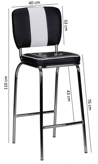 Barhocker Lederlook schwarz/weiß