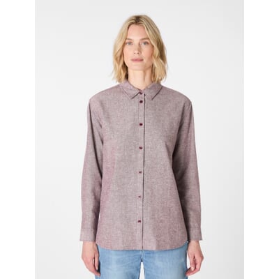Damen-Flanellbluse meliert, Weinrot