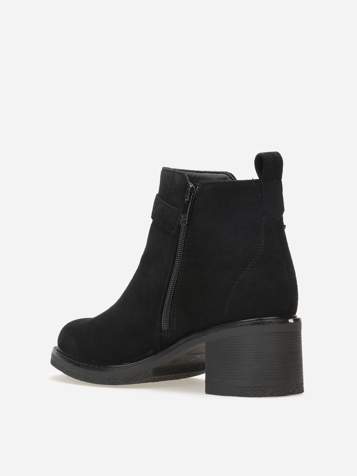 Bottines en suédine à boucle métallique- Noir