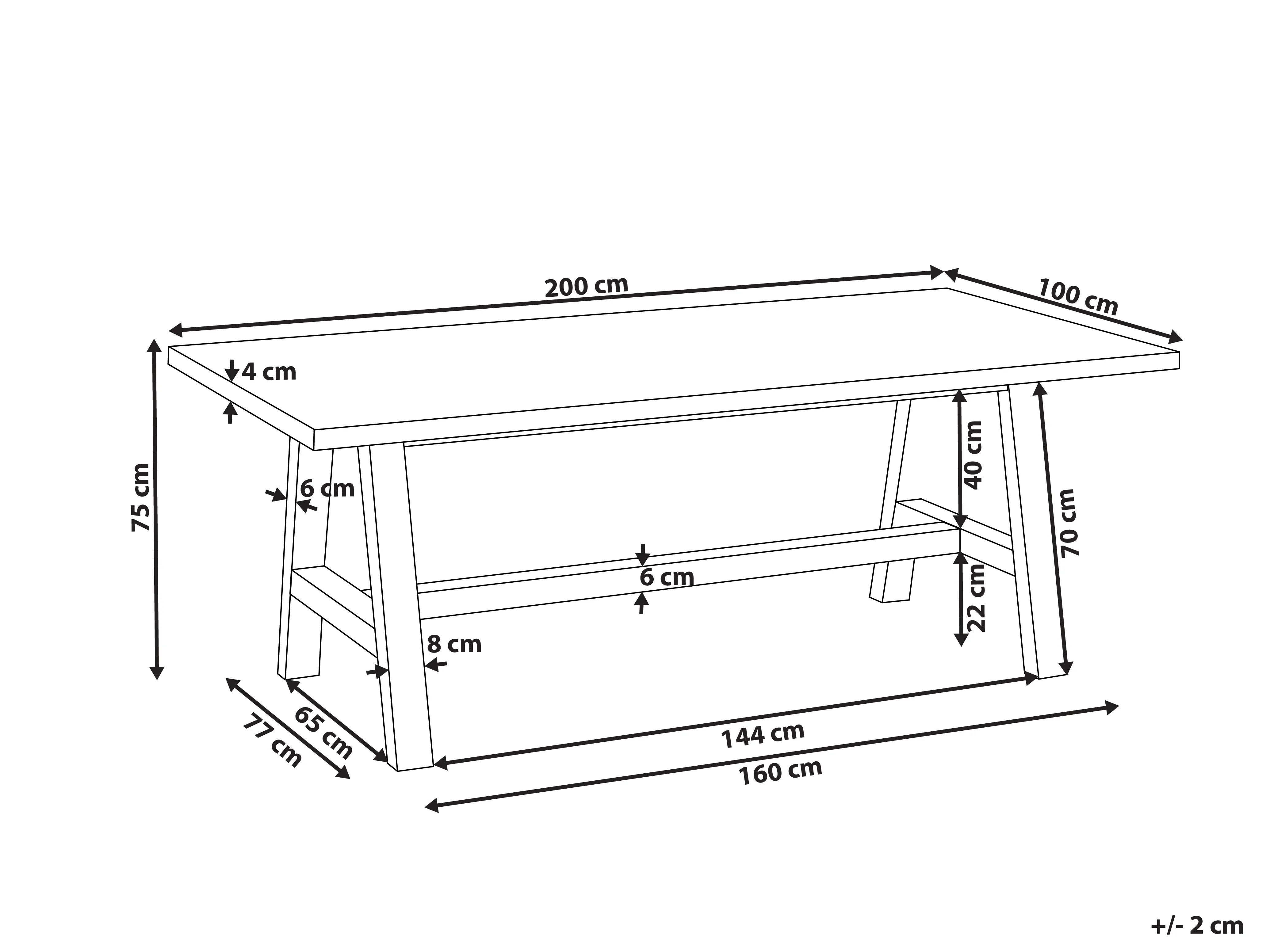 Tuin eettafel TONNARE 200 cm 100 cm Beton Grijs