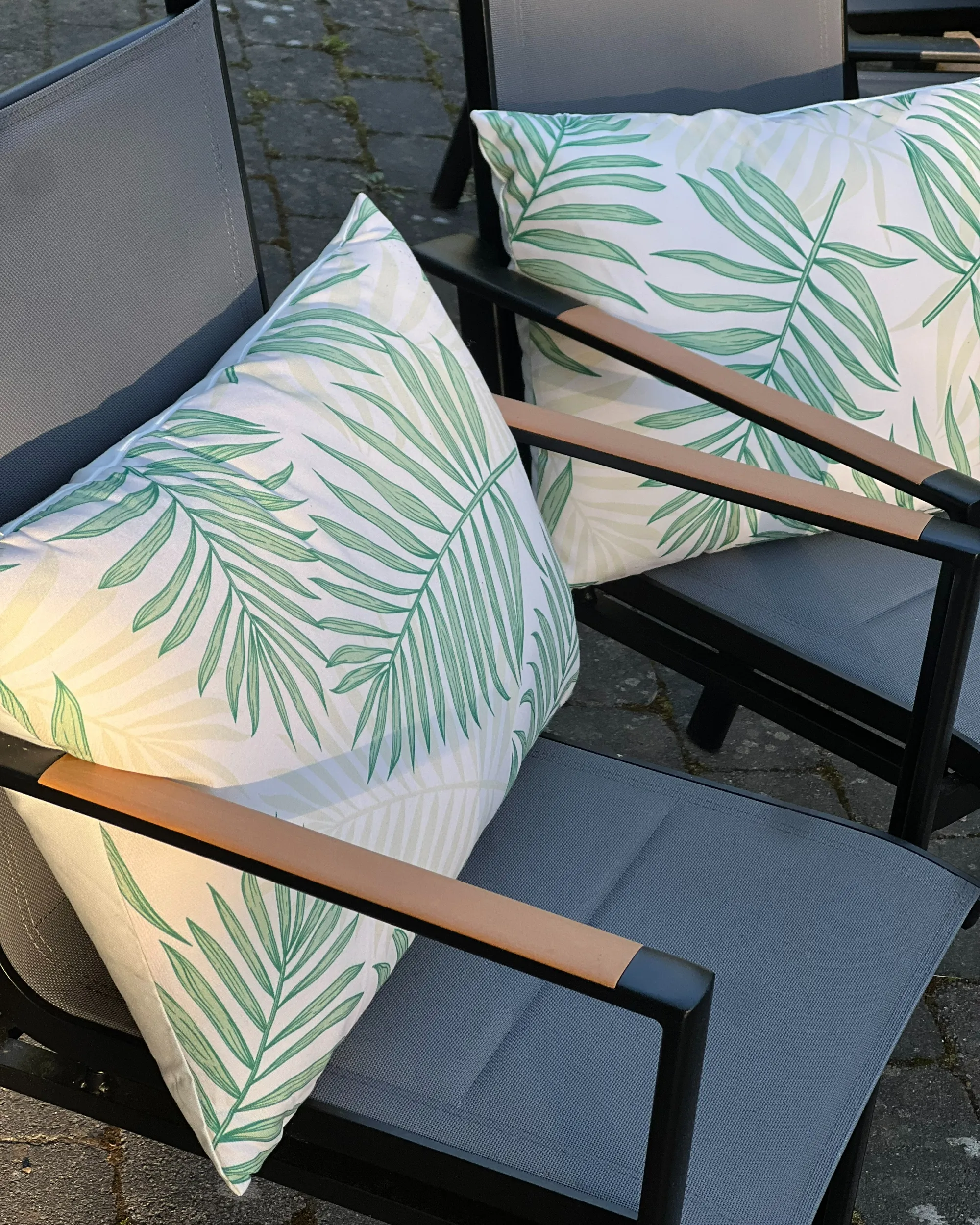 Set van 2 tuinkussens POGGIO bladpatroon 40 x 60 cm Groen