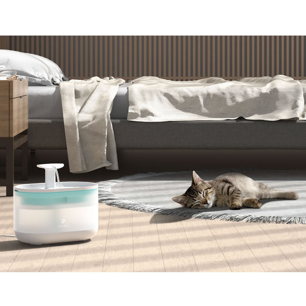 (2.1L) Capsule Water Fountain Katzen Trinkbrunnen Hunde Wasserspender (PLWF002) - Weiss / Blau