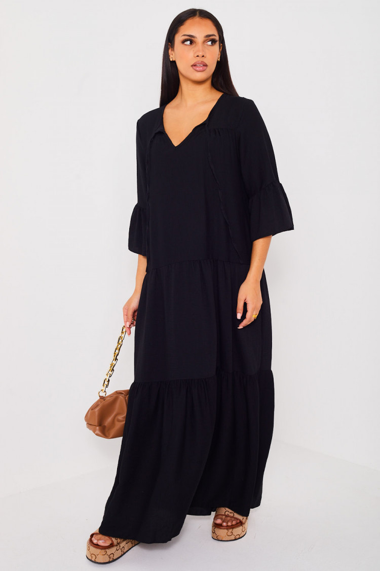 Robe longue évasée noire