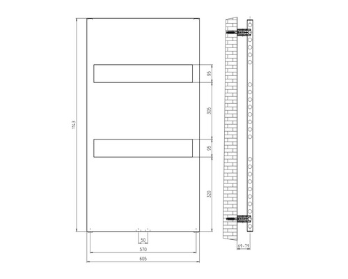 SCHULTE Turin designradiator 1143 x 605 mm antraciet mat met middenaansluiting