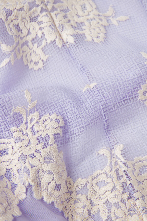 Body de tule e renda com lindas flores