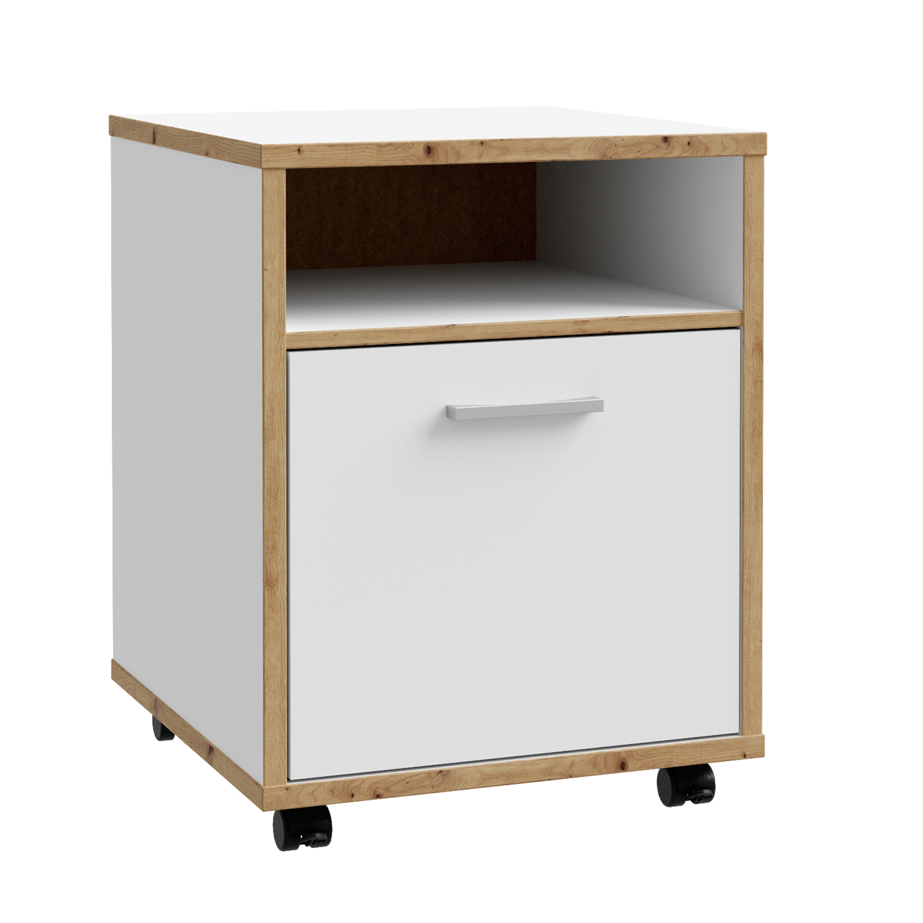 Rollcontainer - weiß-Artisan Eiche - 50 cm