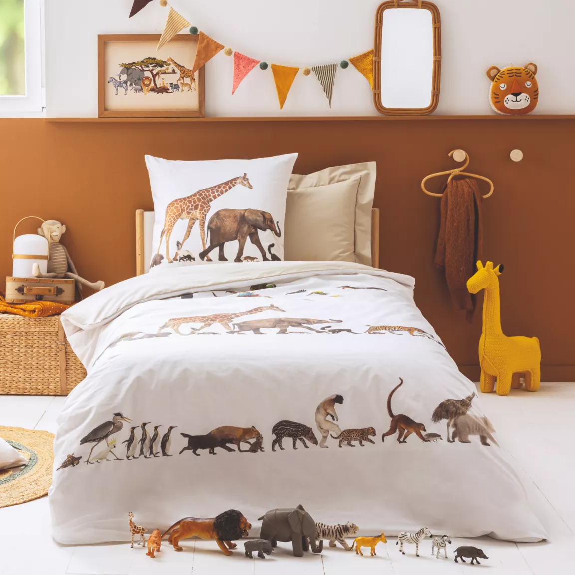 Housse de couette enfant percale de coton (140 x 200 cm) Noé Multicolore