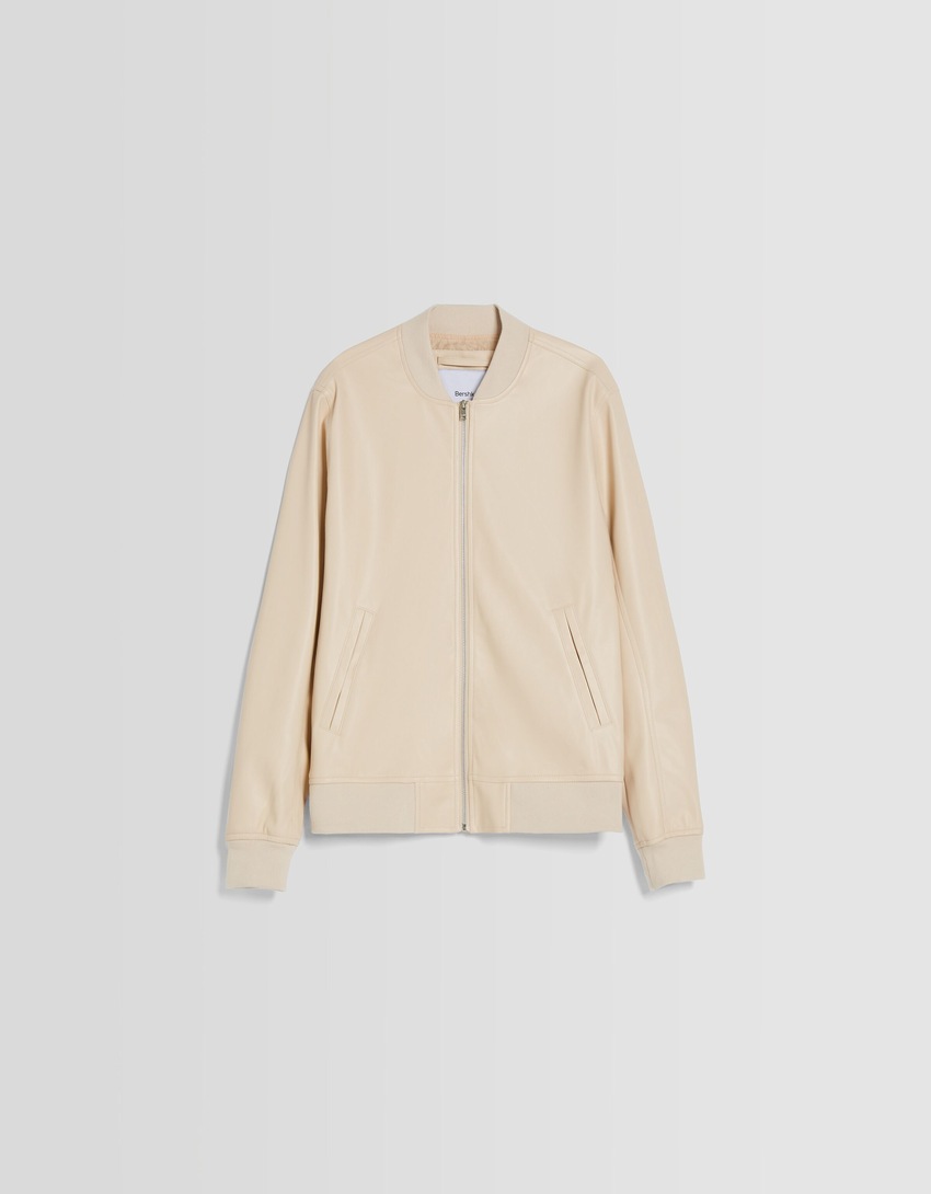 Jaqueta bomber com efeito de couro