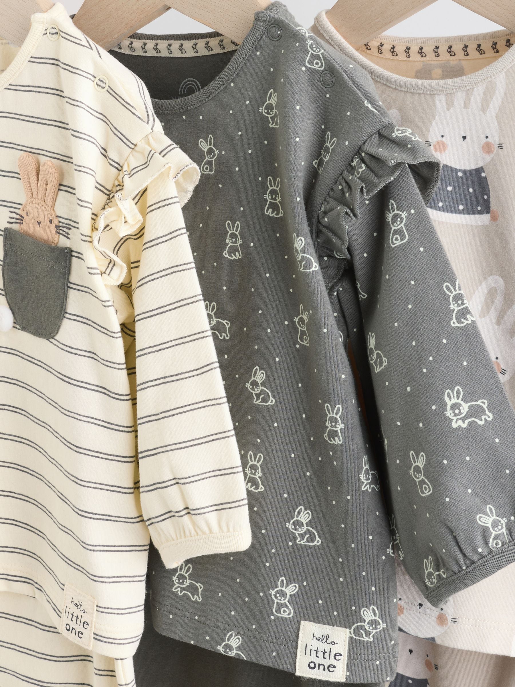 Grijs/crème met figuurtjes - 6 -delige set van top met lange mouwen en leggings (0mnd -3jr)