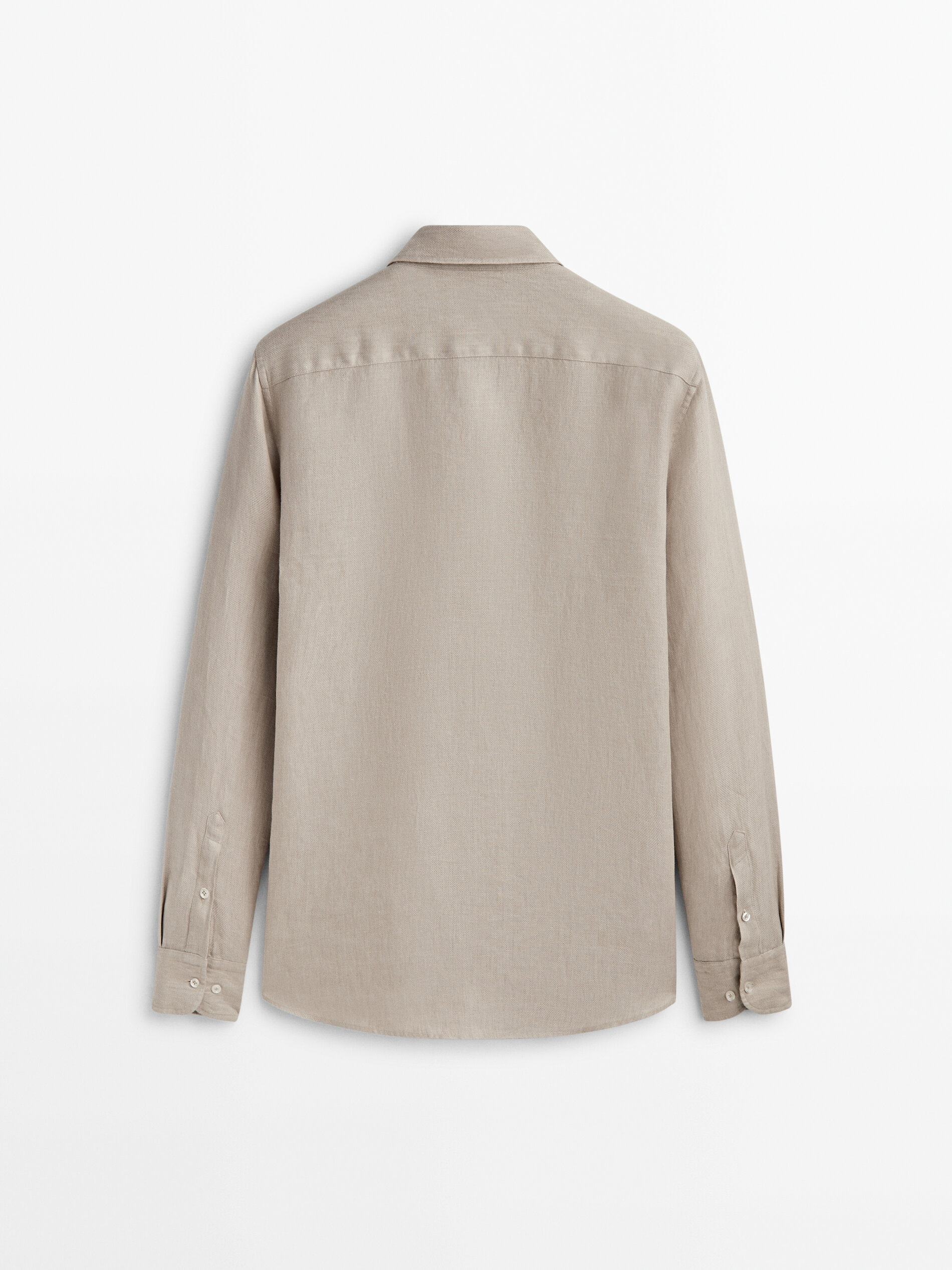 Camisa de linho com bolsos, modelagem regular, Edição Limitada - Bege