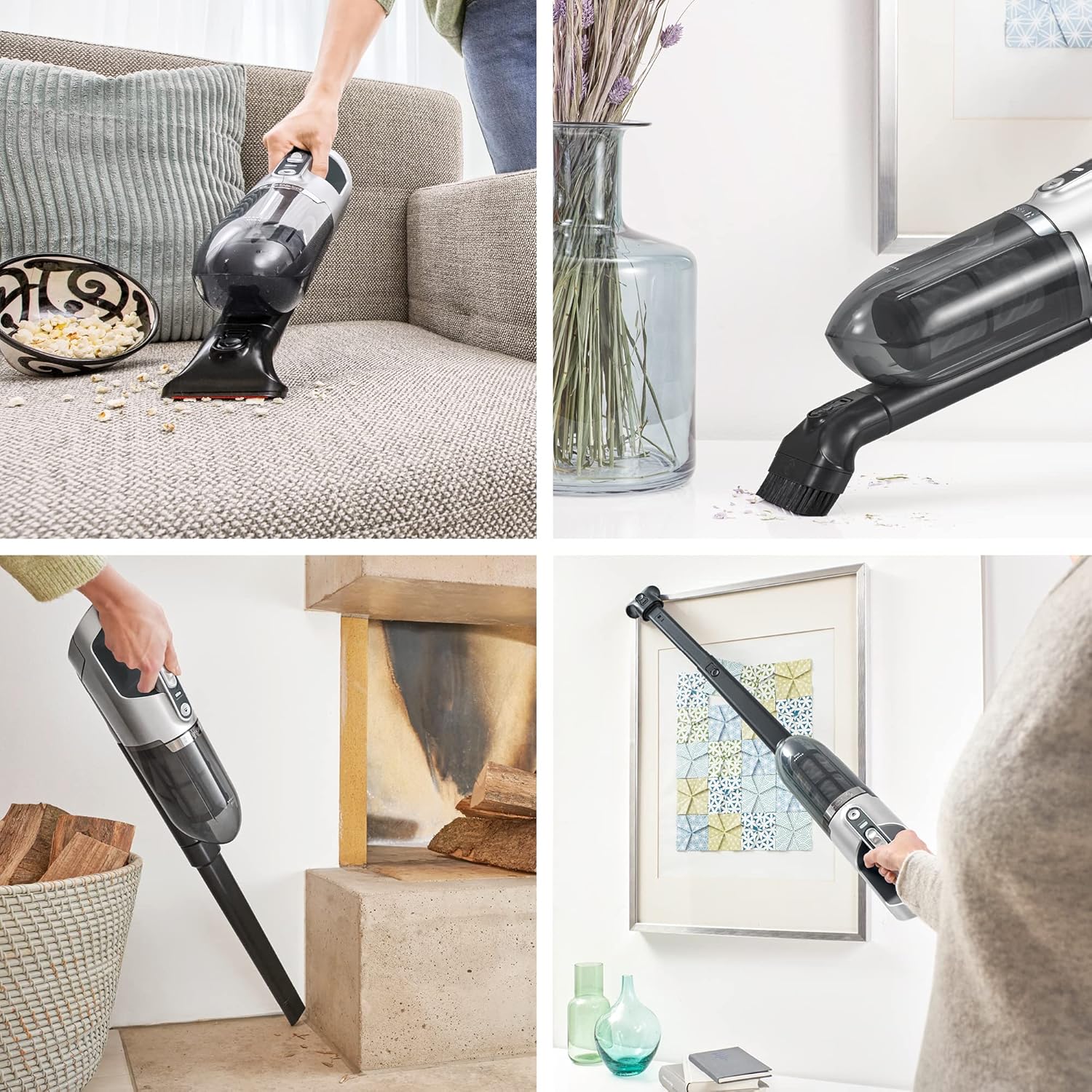 Bosch Akku-Staubsauger Flexxo 2in1 Serie 4 BBH3P280, kabelloser Handstaubsauger, beutellos, hohe Saugleistung, lange Laufzeit, Düse mit LED Beleuchtung, alle Bodenarten, dunkelgrau