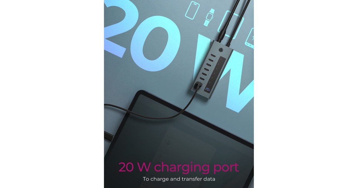 ICY BOX7-Port USB-C 3.2 Gen 2 usb-hub  (Blauwgrijs)