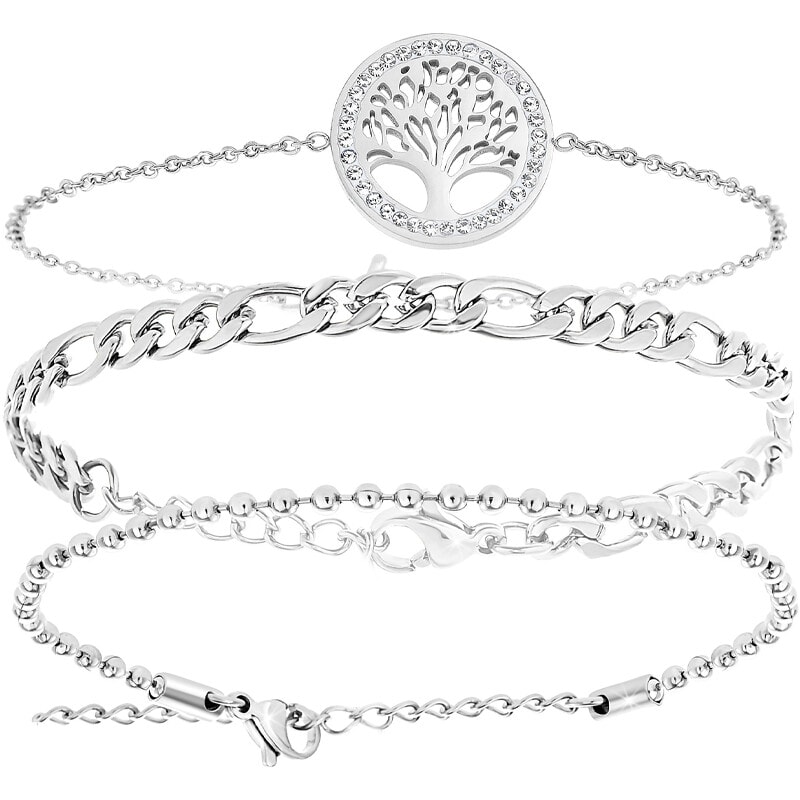 Trio de bracelets - Acier inoxydable & cristaux