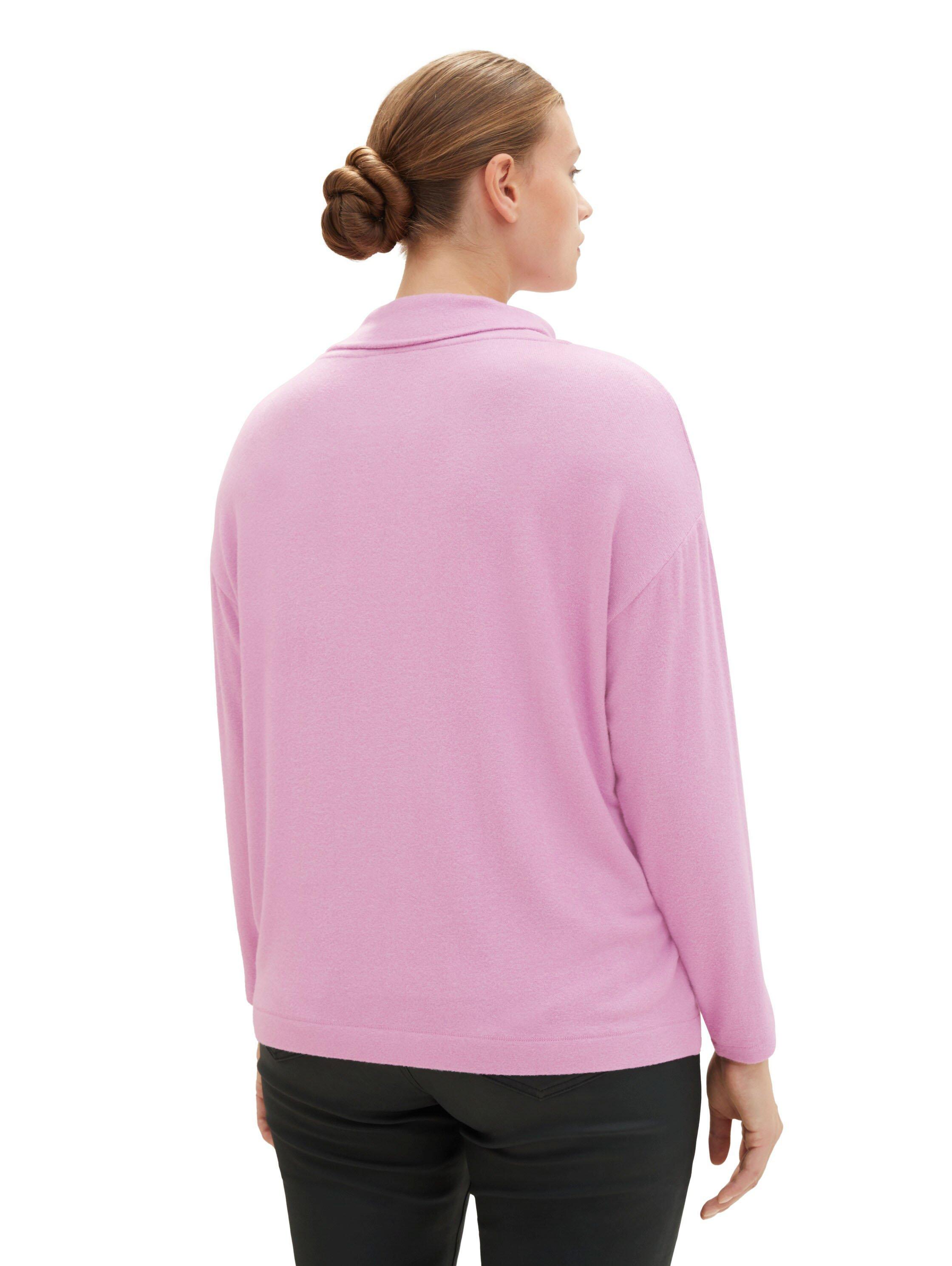 Meliertes Langarmshirt mit Rollkragen