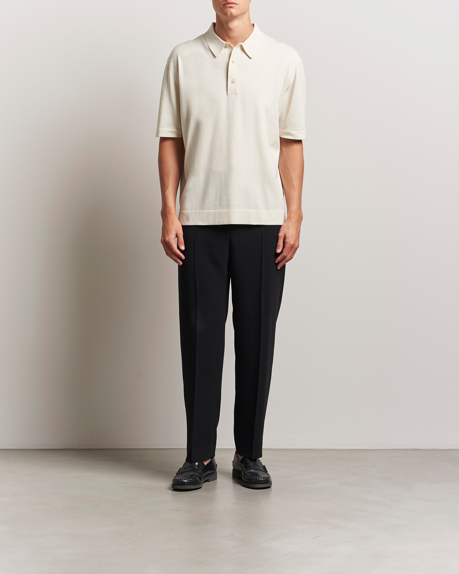 BOSS BLACK Jervasoni Cotton/Silk Knitted Polo Open White