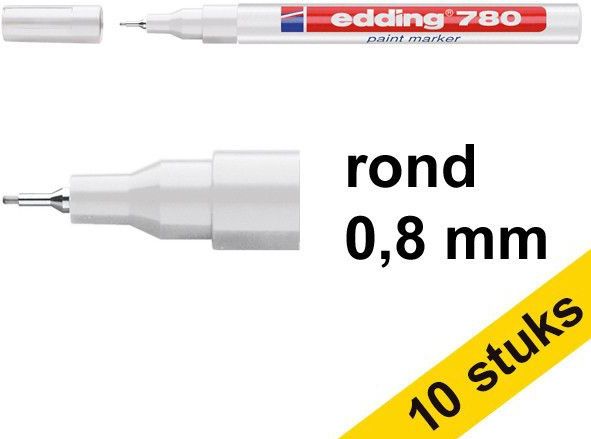 Aanbieding: 10x Edding 780 lakmarker wit (0,8 mm rond)