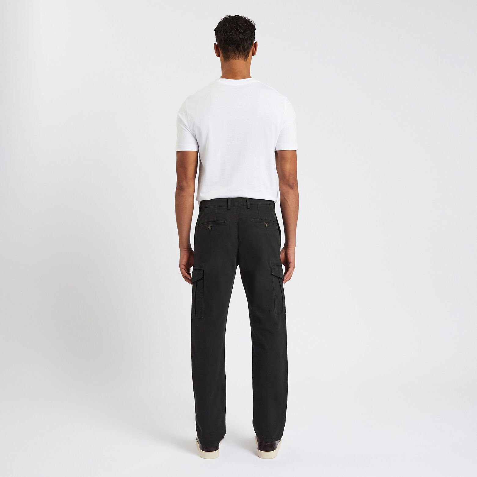 Pantalon cargo droit poches côtés Noir