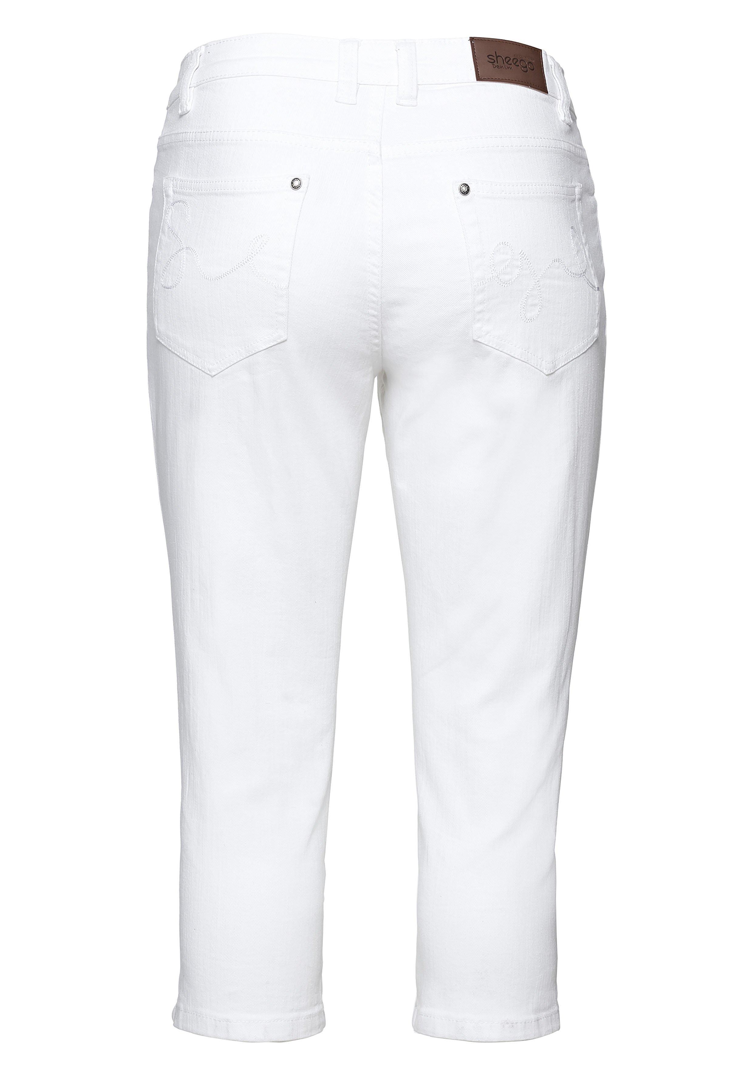 Caprijeans mit Used-Effekten