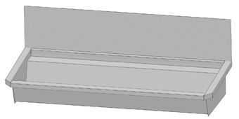 Intersan Sanilav muurwastrog z. kraan (z. leiding) 180cm 3-personen RVS