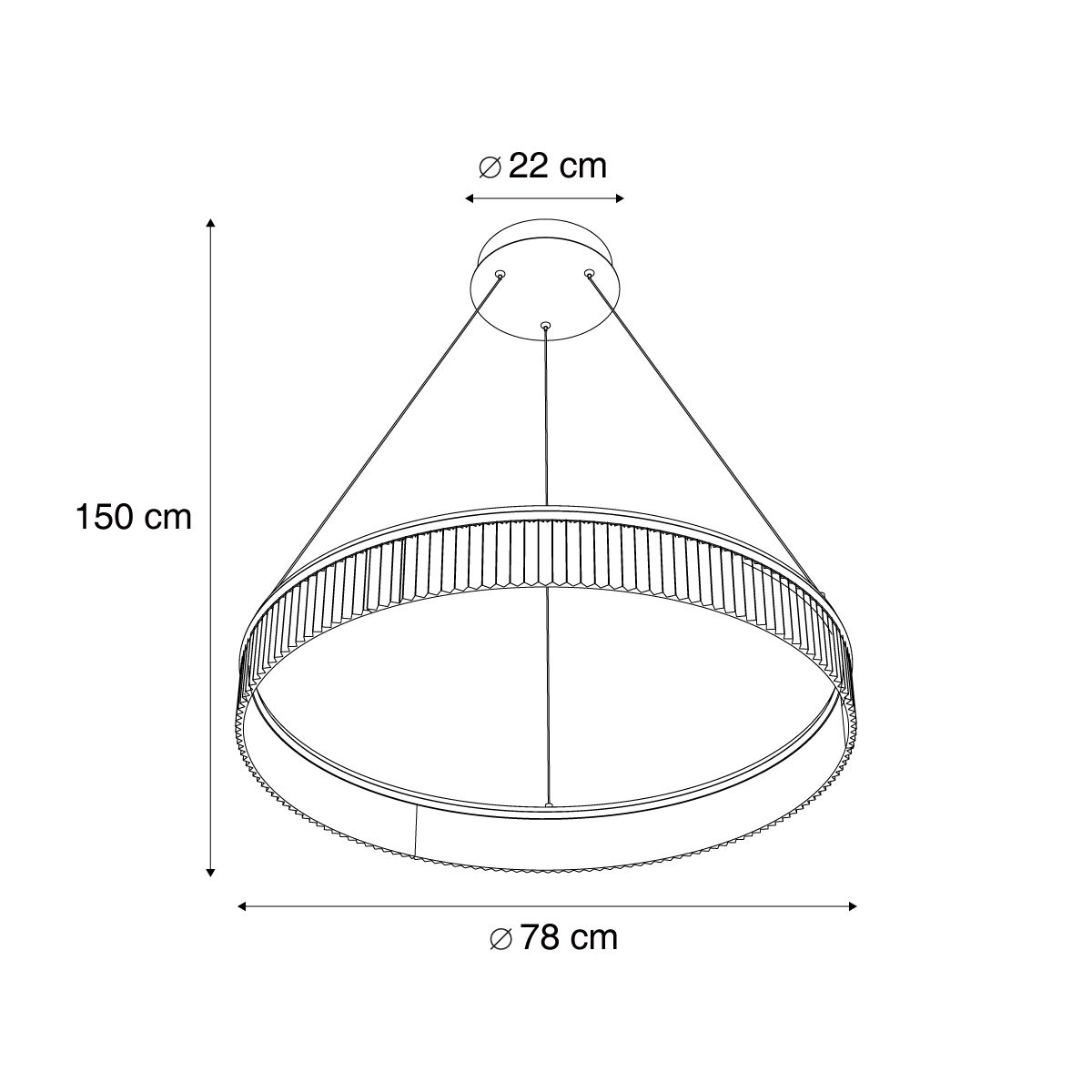Moderne hanglamp messing 78cm incl. LED 3-staps dimbaar - Anello Chandelier