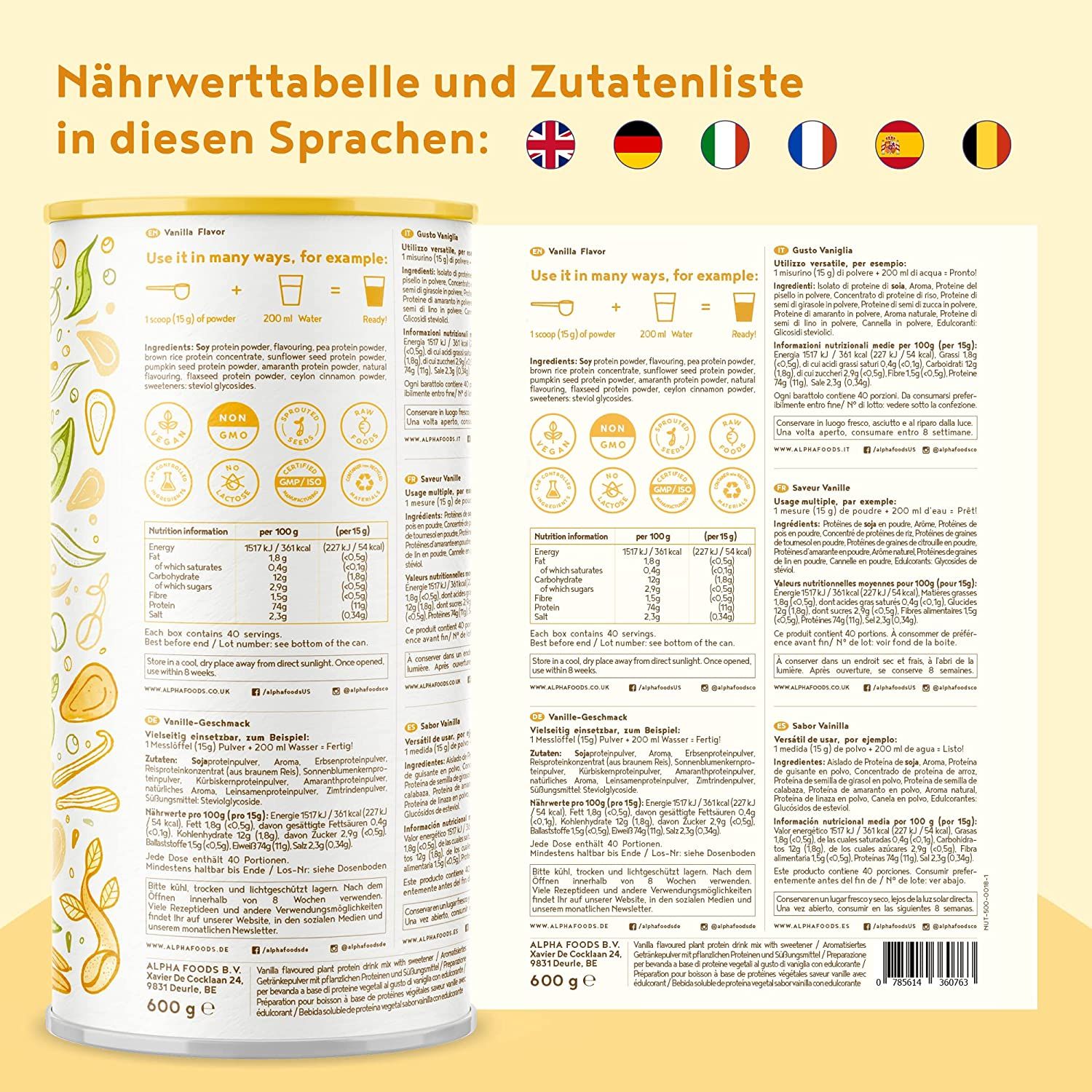 Vegan Protein - VANILLE - Veganes Proteinpulver
