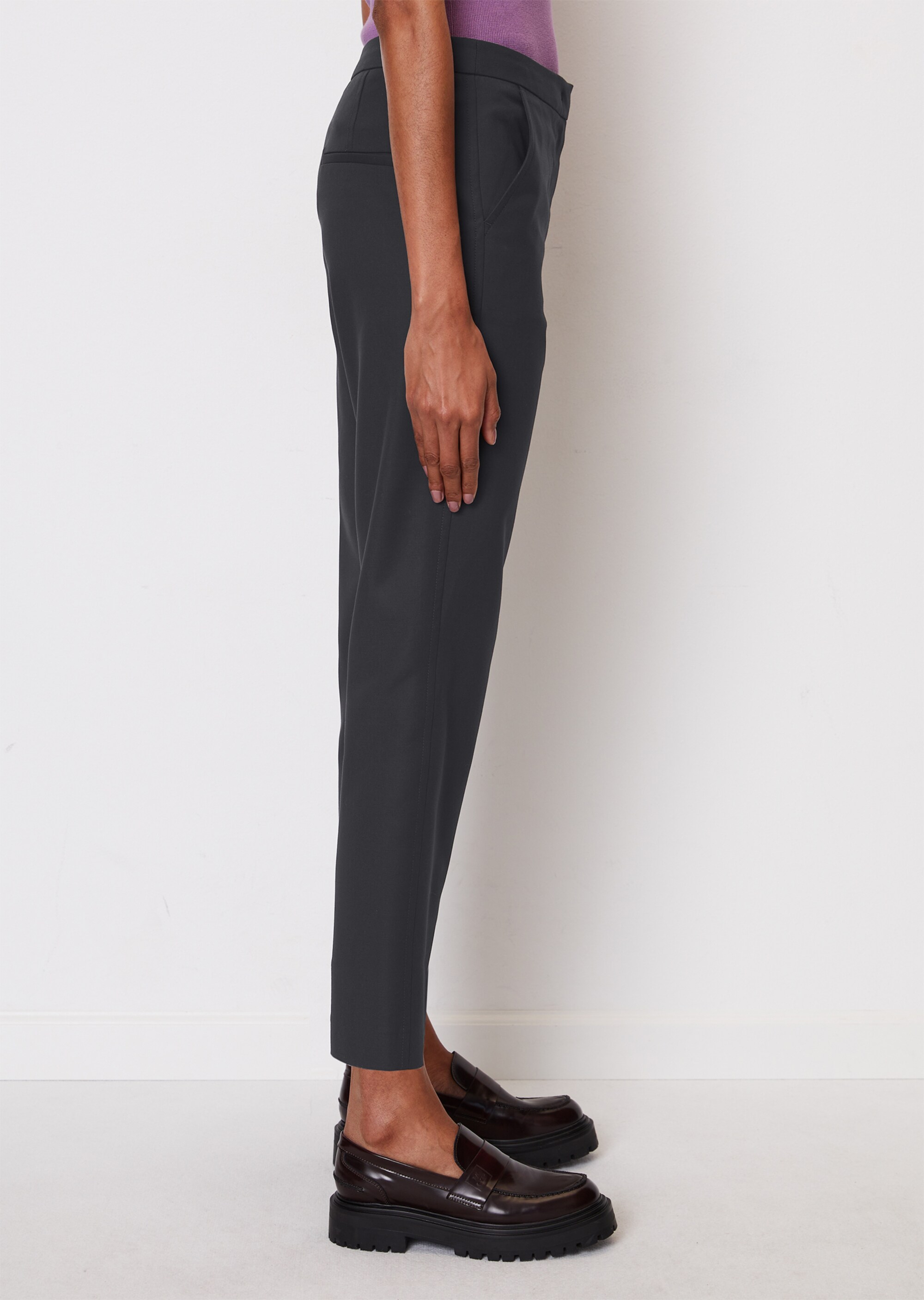 Knöchellange Hose slim aus Organic-Cotton-Stretch-Viskose-Mix