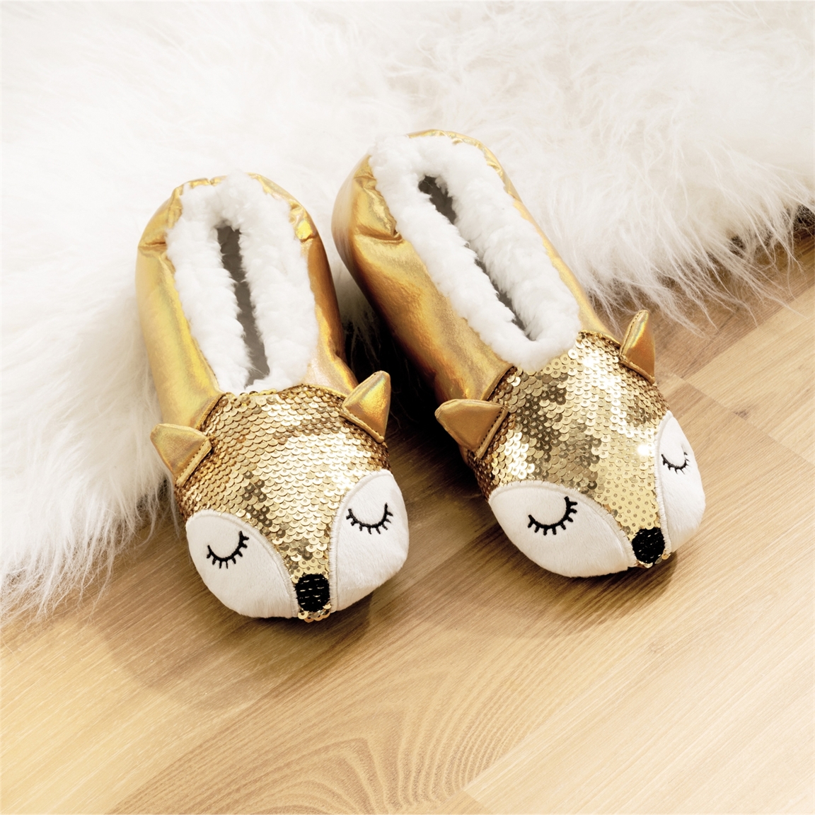 Chaussons renard dorés