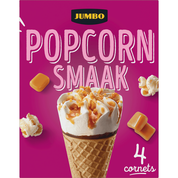 Jumbo IJs Cornets met Popcornsmaak 4 Stuks