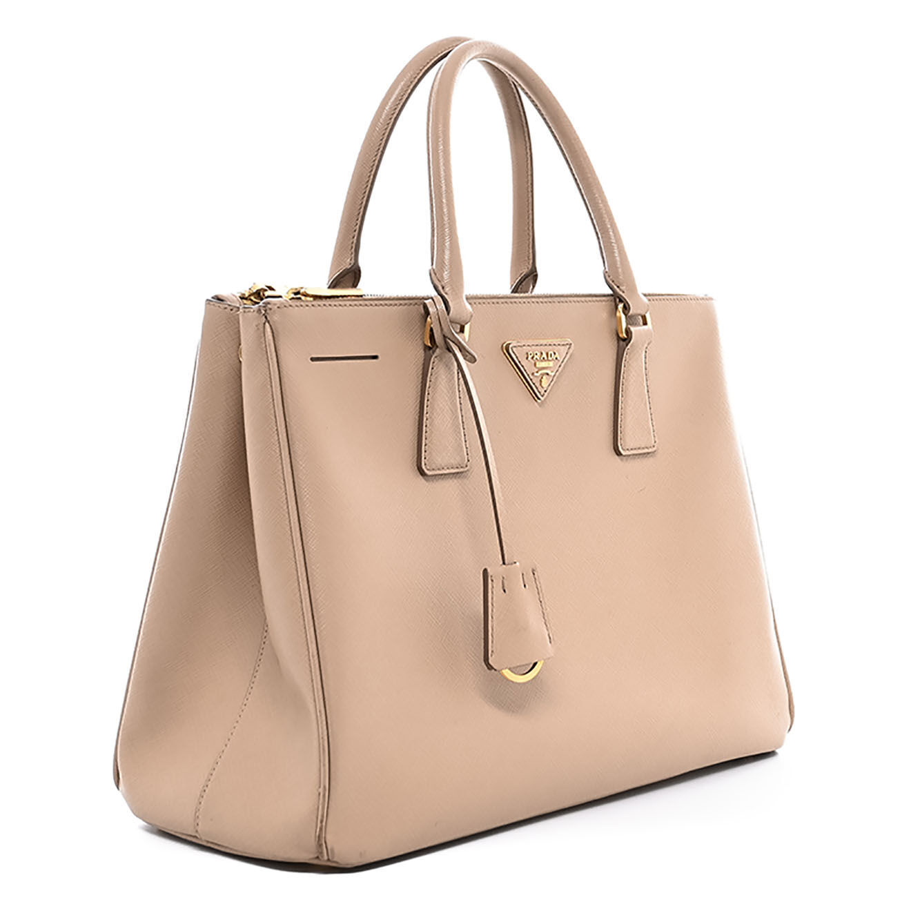 Prada Sac à main Galleria en Cuir beige - Bon état - L.34 cm