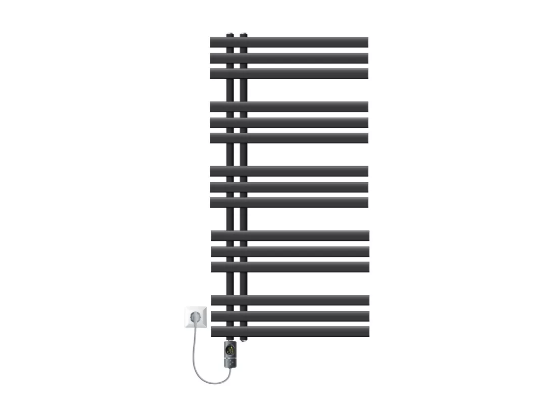Radiateur salle de bain acier anthracite 60x120 cm avec élément chauffant 1200W