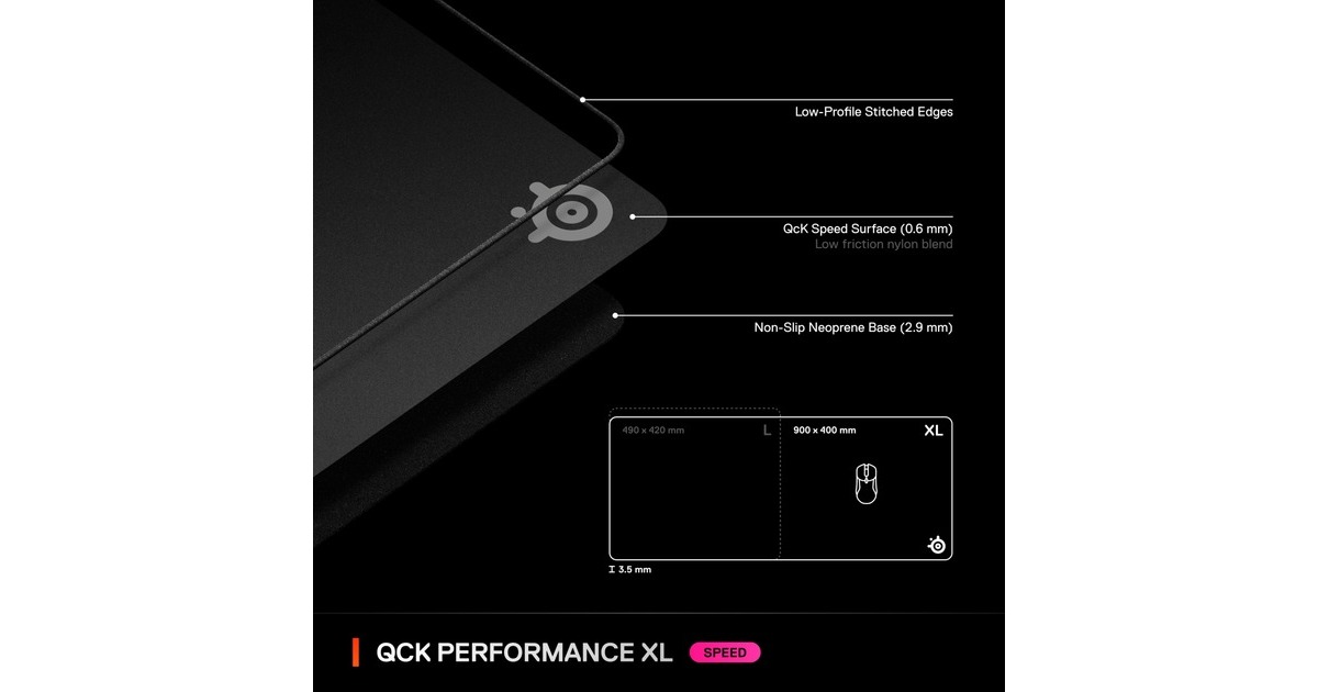 SteelSeriesQcK Performance Speed gaming muismat  (Zwart, XL)