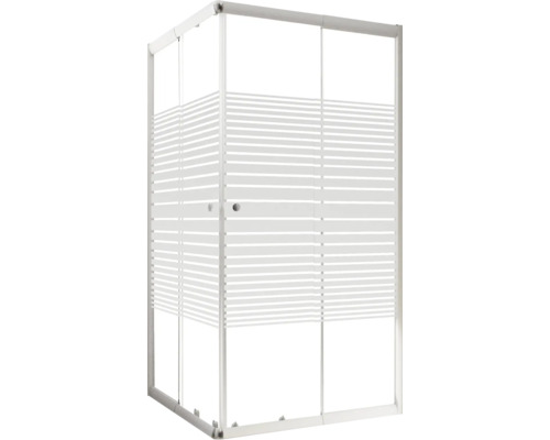 Hoekinstap met schuifdeur SCHULTE Sunny variabel 75 - 90 x 175 cm profiel zilver glasdecor horizontale strepen D19447 169 72