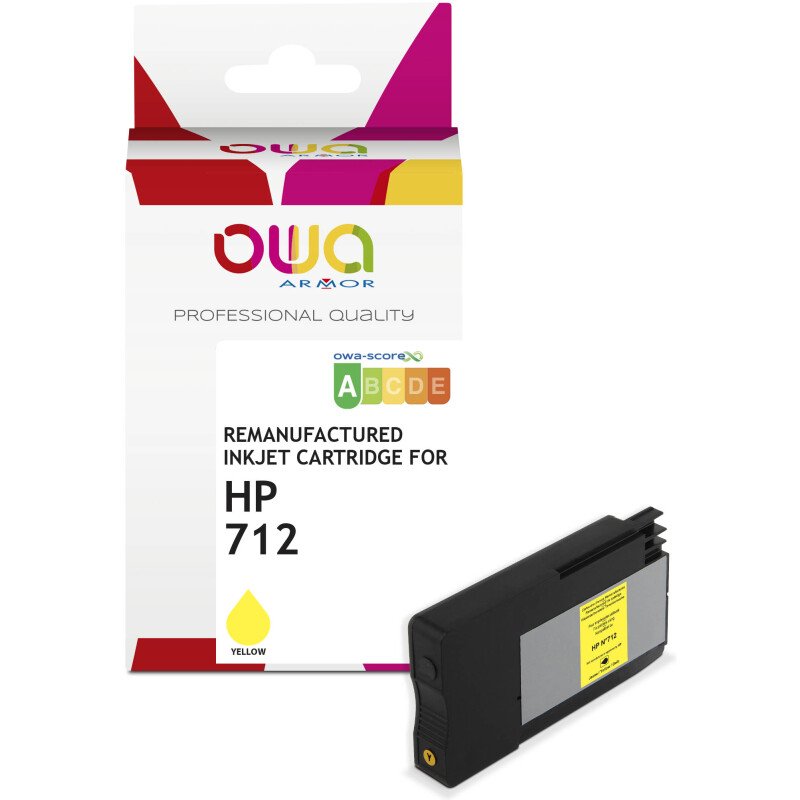 Cartouche d'encre traceur remanufacturée OWA - standard - Jaune - pour HP 712