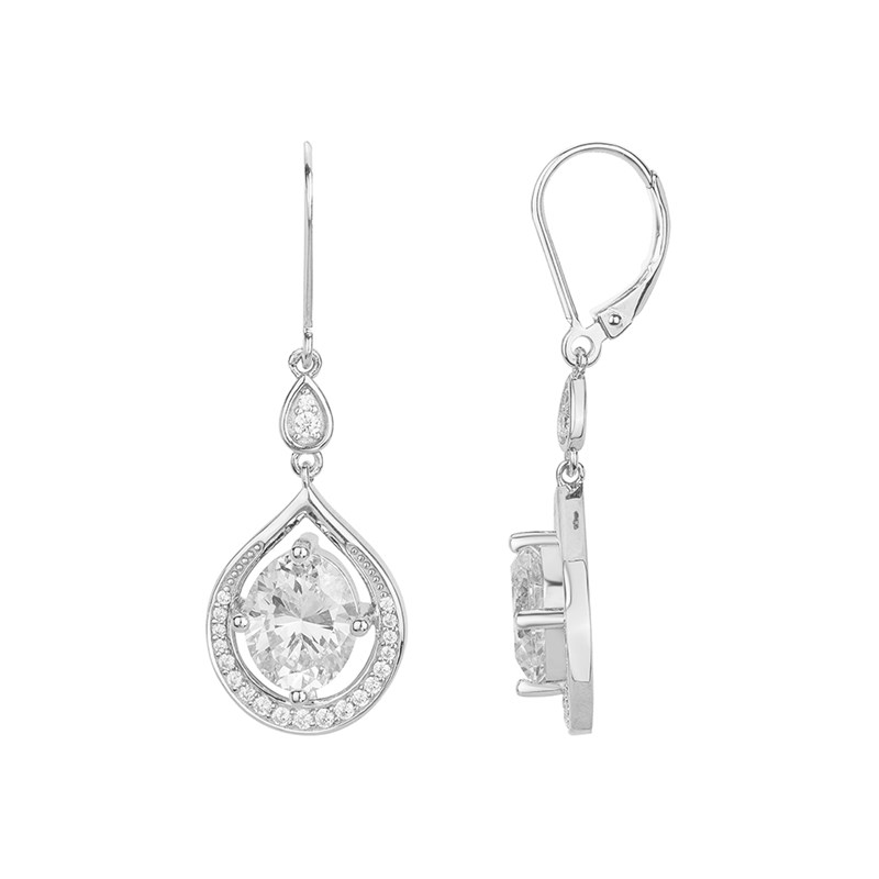 Boucles d'oreilles en Argent avec oxyde de zirconium blanc