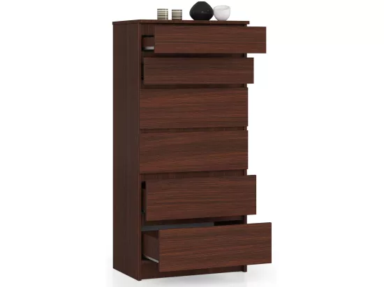 Commode AKORD K60 Wengé 60 cm 6 tiroirs façade Wengé 60x40x130 cm