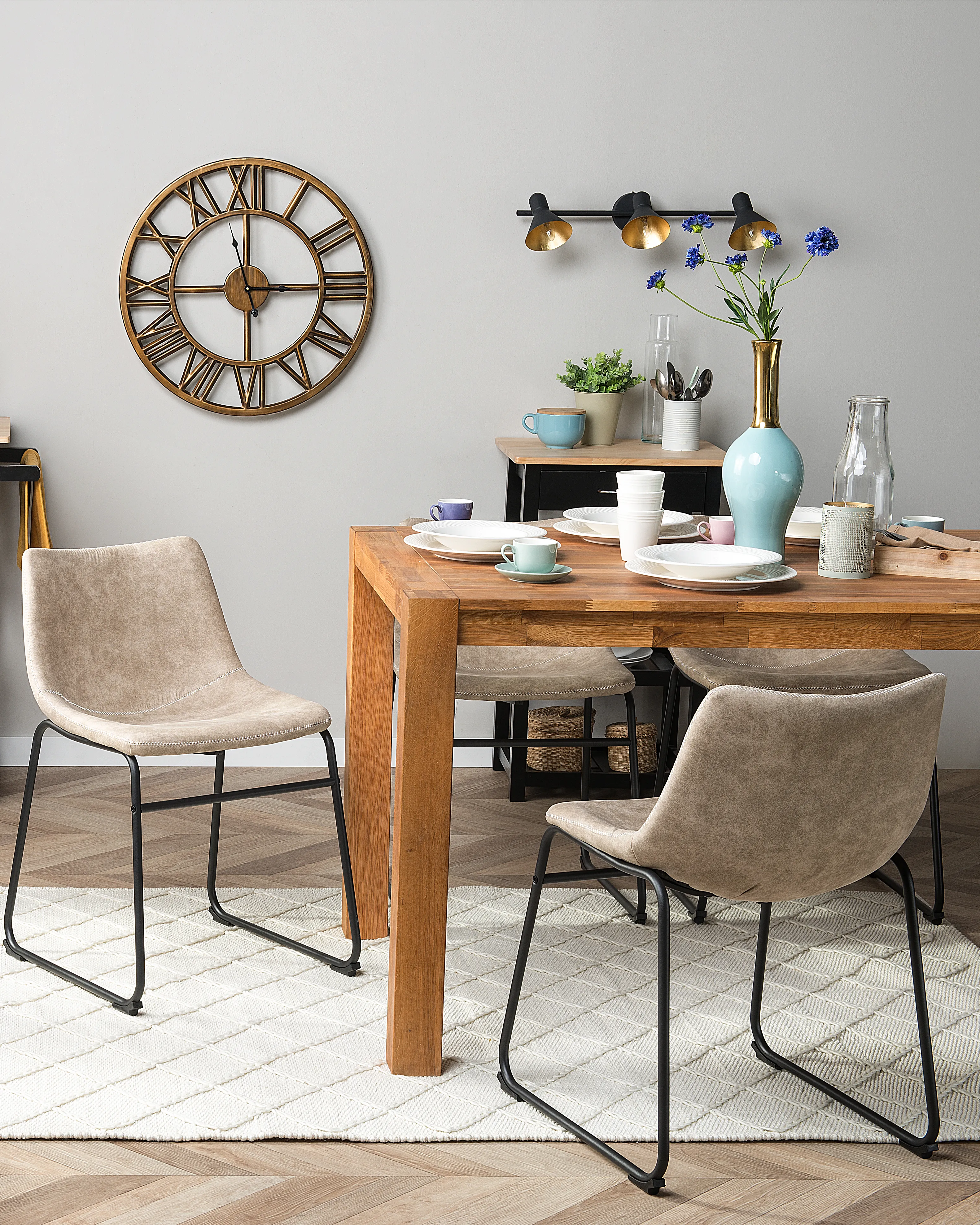 Set van 2 eetkamerstoelen BATAVIA Stof Beige