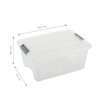 Iris opbergbox Click New Top box 15 liter transparant met grijze clips en deksel