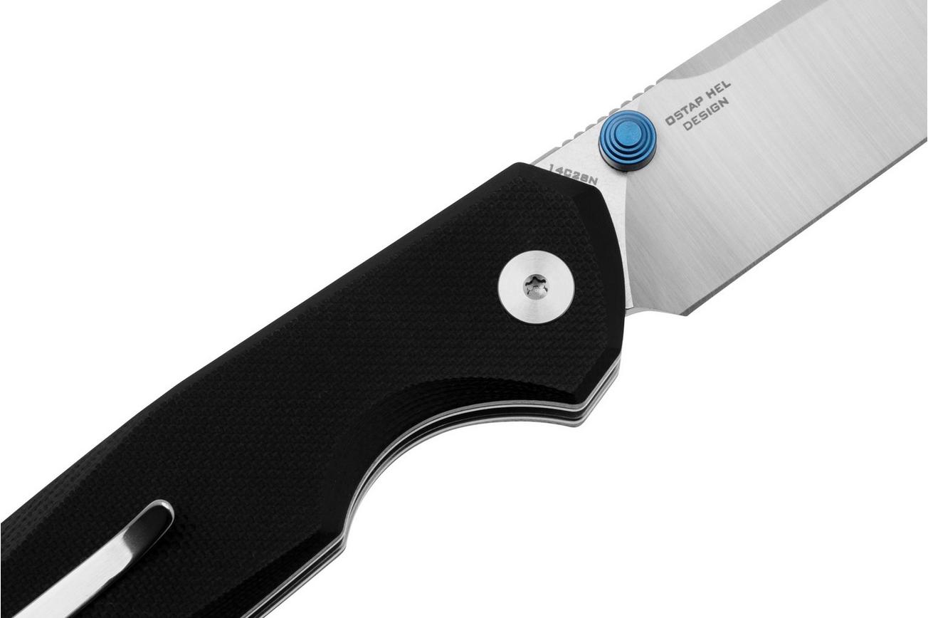 Bestechman Velix BMK07A 14C28N, Black G10 zakmes, Ostap Hel design