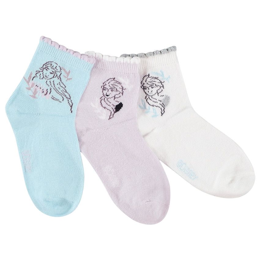 Lot de 3 paires de chaussettes print La Reine des Neiges Disney pour fille - Lilas